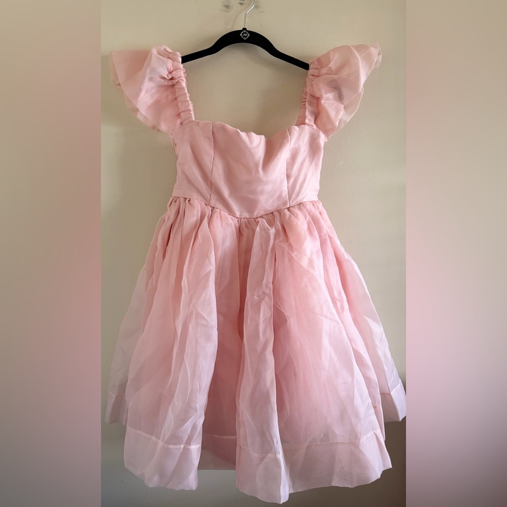 New! Amable by Mable Elegant Pink Ruffled Mini Dress